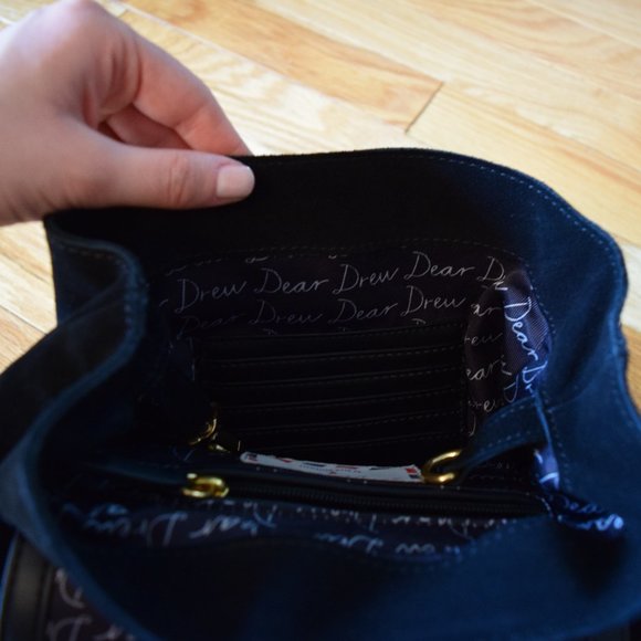 Dear Drew Black Suede Backpack with Gold Heart Closure - Picture 7 of 7